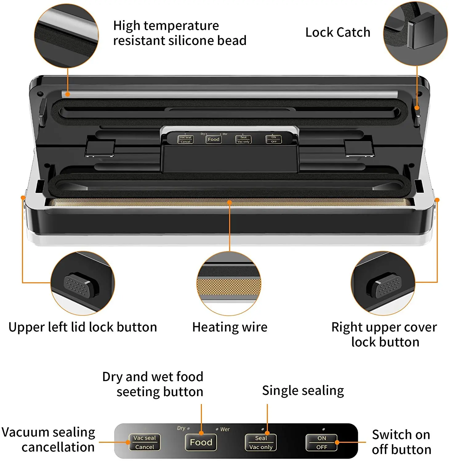 MAXFUTURE Automatic Vacuum Sealer Vac Packer Food Sealer Sous Vide FoodSaver Vacuum Sealer Machine Including 15 Vacuum Bags FREE 3