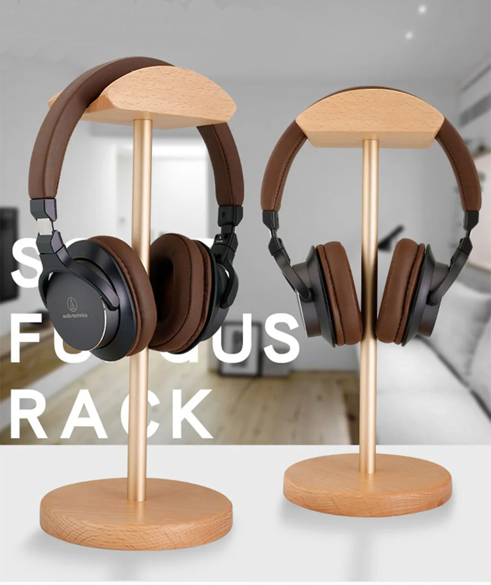 Universal Wood Headphone Stand Creative Display for bracket for Headset Simple Holder Rack Hang Non slip Space Saving