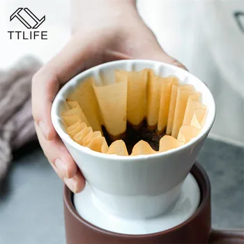 

50pcs Basket Coffee Filters Paper for 1-4cups or 1-2cups Natural Unbleached Brown Biodegradable for Drip Coffee for Barista