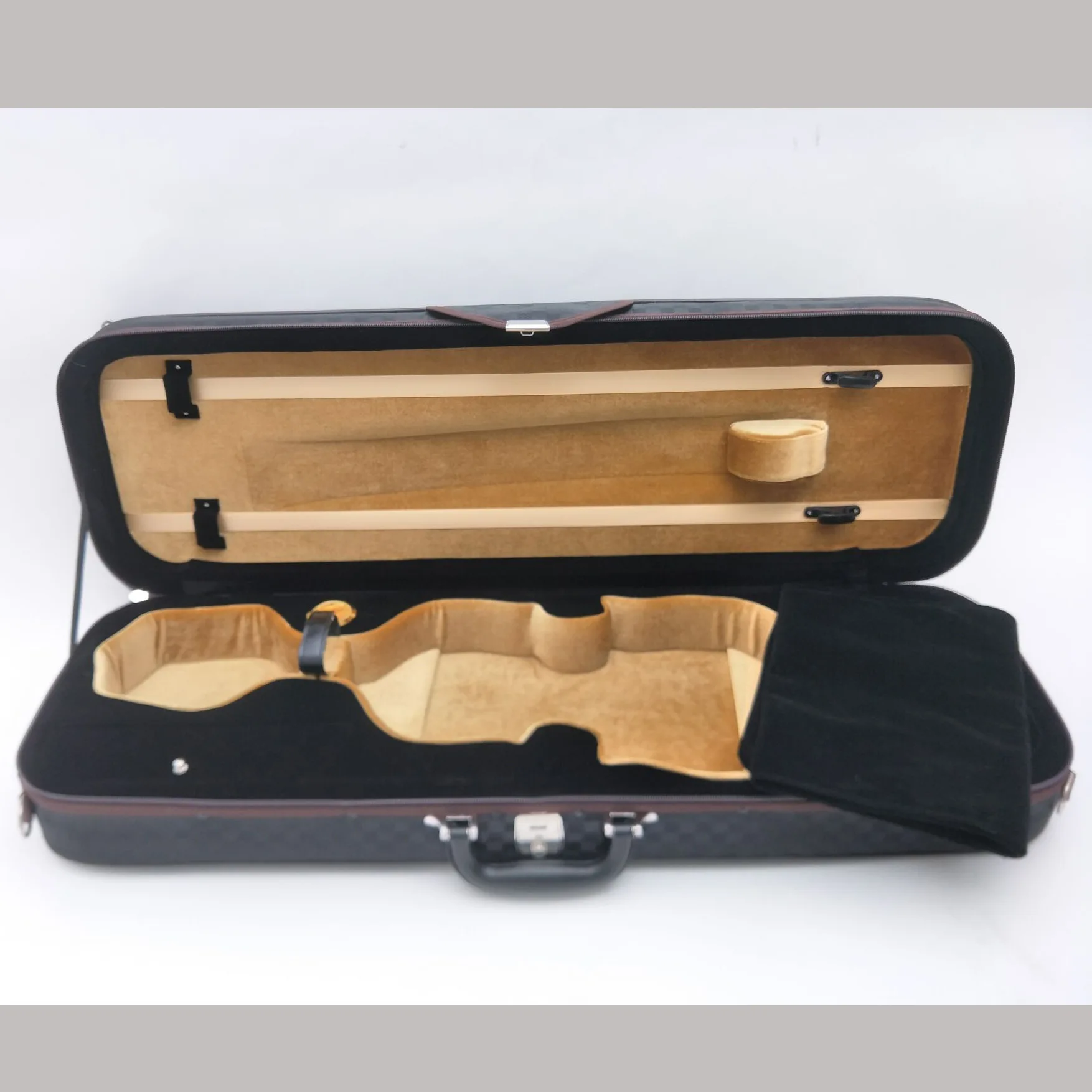 

High Grade 4 / 4 Violin Box with Thermometer Canvas & Flannel Material Portable Shoulder and Back Vintage