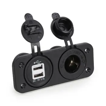 

Dual USB Charger Socket Mount Marine with Wires 12 Volt Motorcycle Boat Rv Truck Car Plug Power Outlet