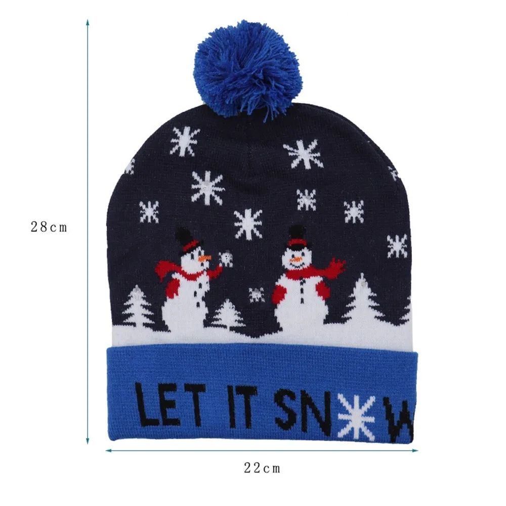 High-grade Santa Claus Hat Christmas Decorations Adult Children Knitted Christmas Hats Colorful Light-emitting Knitted Hats