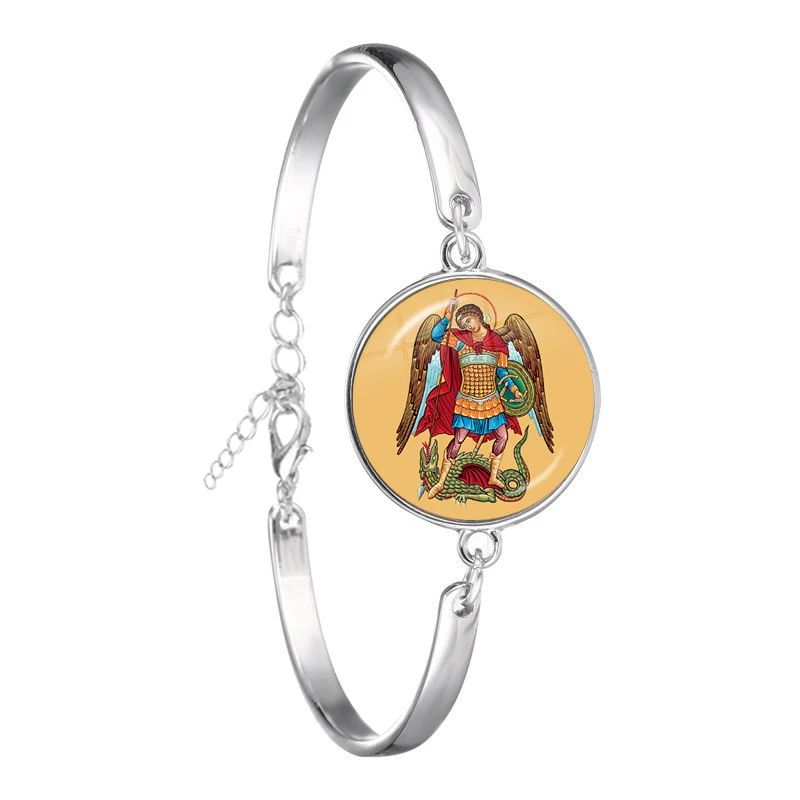 Fashion Bracelet Archangel St.Michael Protect Me Saint Shield Protection Charm Russian Orhodox Bangle Jewelry For Holy Gift