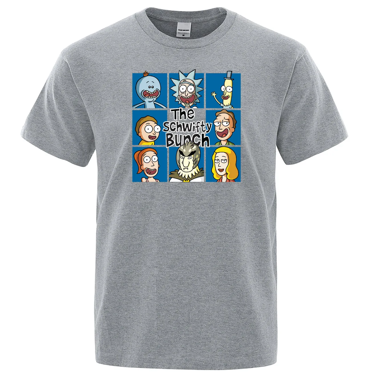 Футболки Рик и Морти, топы с принтом The Schwifty, Мужская хлопковая футболка, летняя забавная футболка в стиле аниме, мужские футболки с коротким рукавом и круглым вырезом - Цвет: gray 6