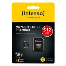 Tarjeta de memoria Micro SD con adaptador INTENSO 3423493 de 512 GB 45 MB/s
