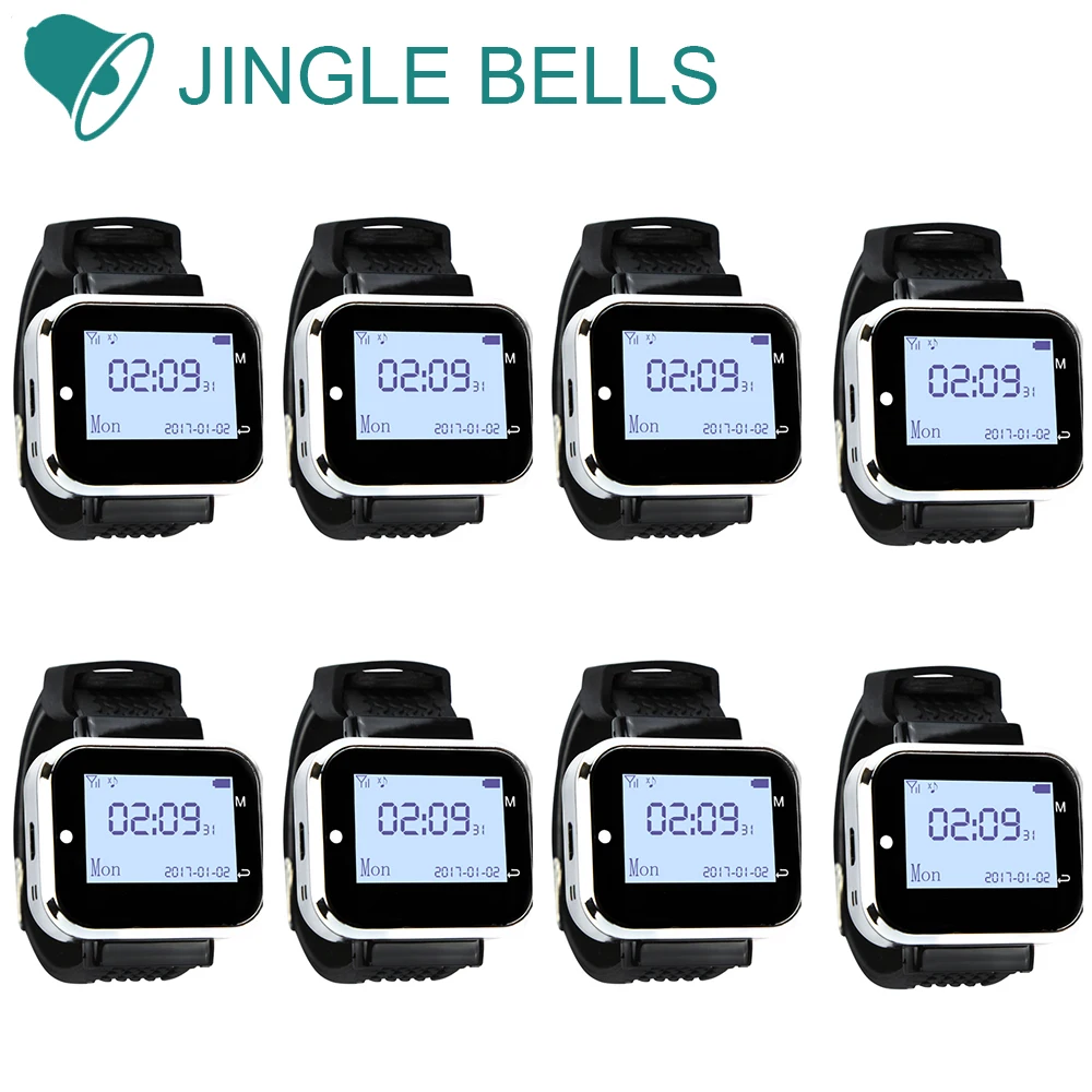 Jinglebells 8 шт. часы пейджер приемник Беспроводной Услуги вызова колокольчиками