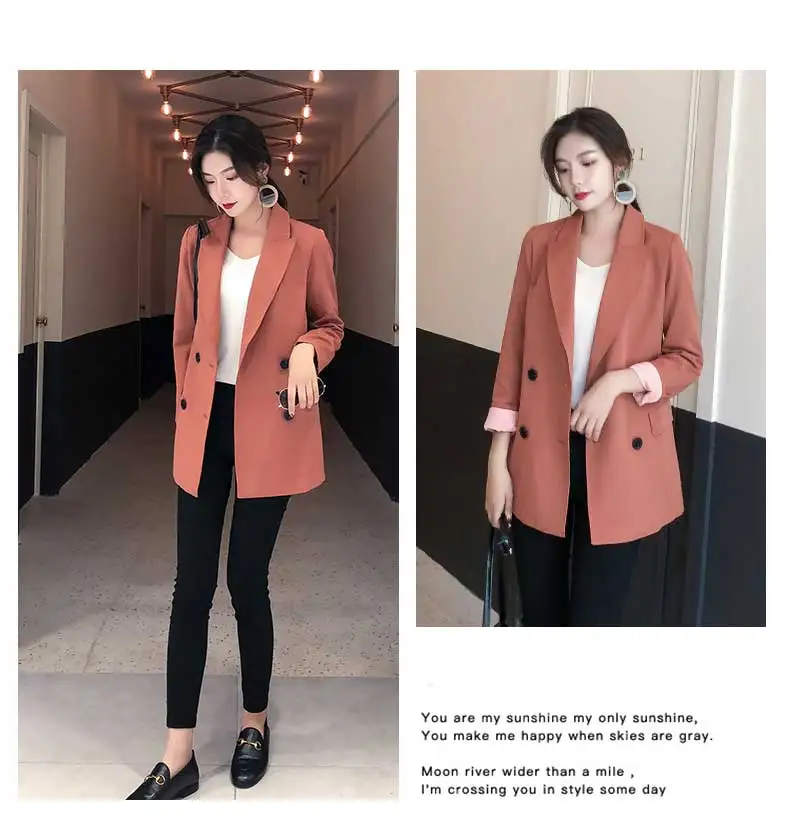 Женский блейзер lente nieuwe Dames casual Slim lange mouwen lange paragraaf klein jasje OL темперамент jasje Slim Wilde