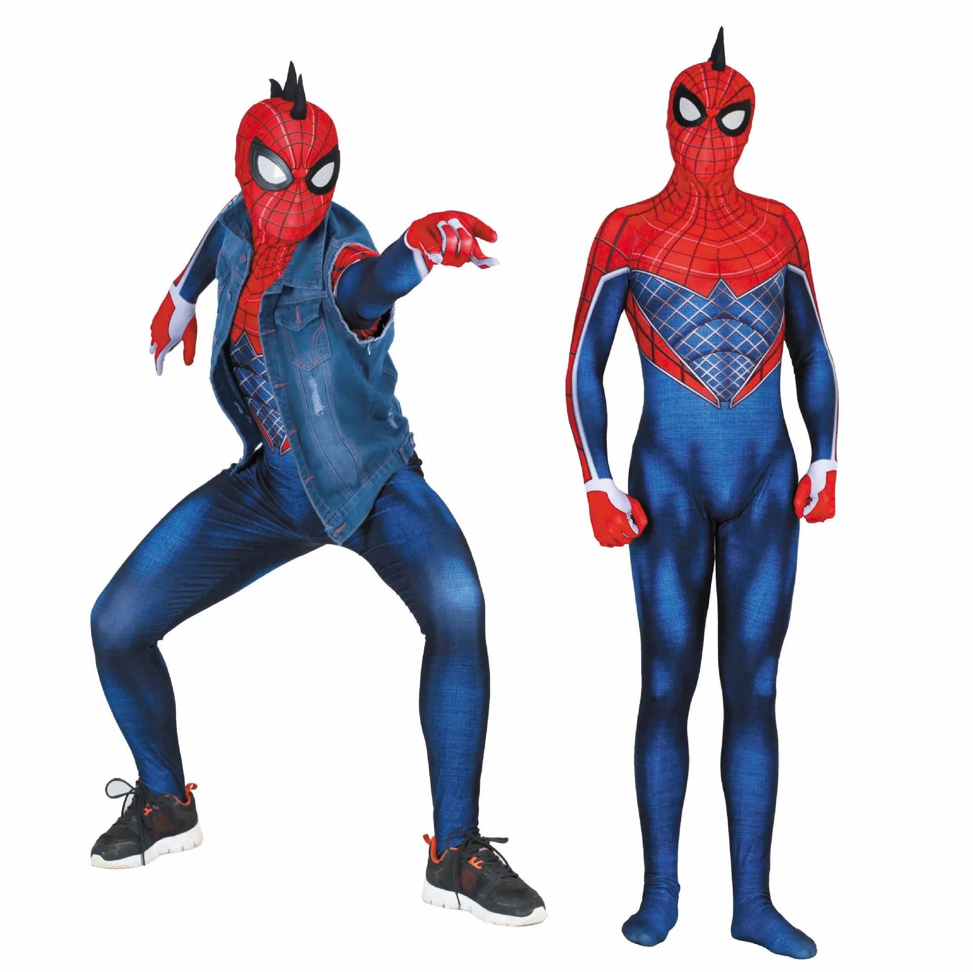 Костюм Человека-паука в стиле панк, игра Marvel, sony, PS4, эксклюзивная Игра в стиле панк, карнавальный костюм Человека-паука, костюмы на Хэллоуин для детей и взрослых - Цвет: Ps4 Punk Spider-Boy