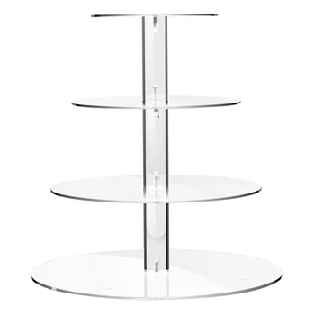 

4 Tier Round Acrylic Cupcake Display Stand,Wedding Party Dessert Stand Tree Tower -Clear Display Holder Tree