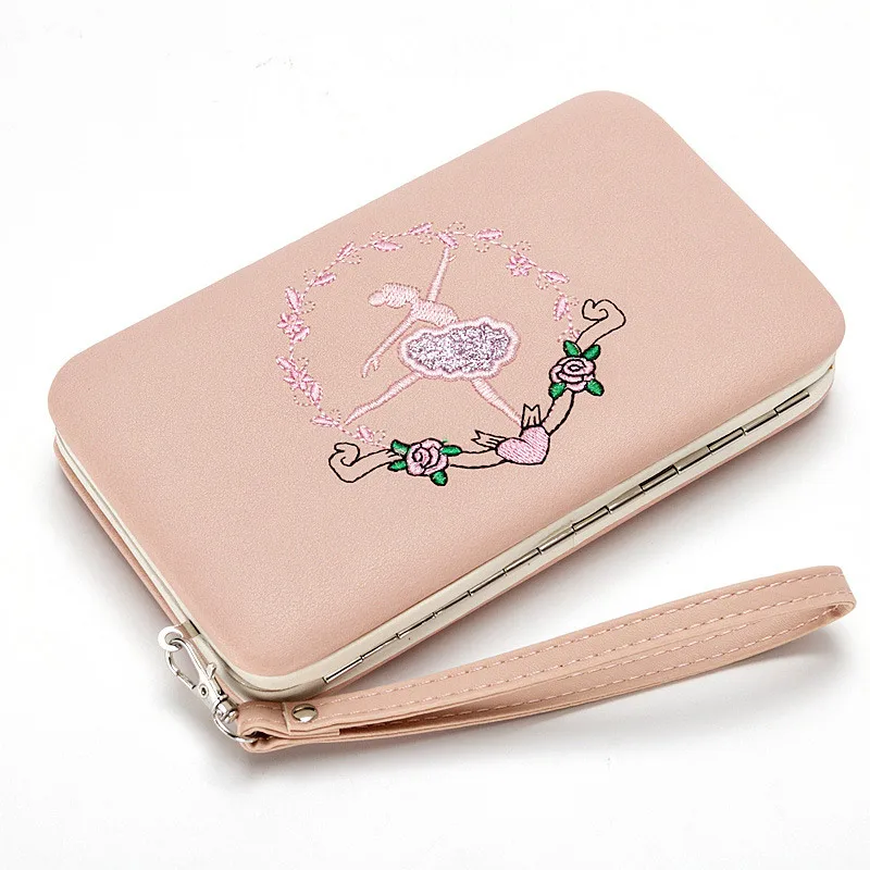 Женский клатч с вышивкой, кожаный Универсальный кошелек для huawei P30 Pro mate 30 20 P10 P9 P20 Nova 5 T, чехол, сумочка, кошелек - Цвет: Light Pink