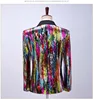 Shiny Rainbow Sequin Shawl Collar Suit Jacket Men Bling Glitter Nightclub Prom Blazer Jacket Male Stage Clothes for Singers 2XL 2