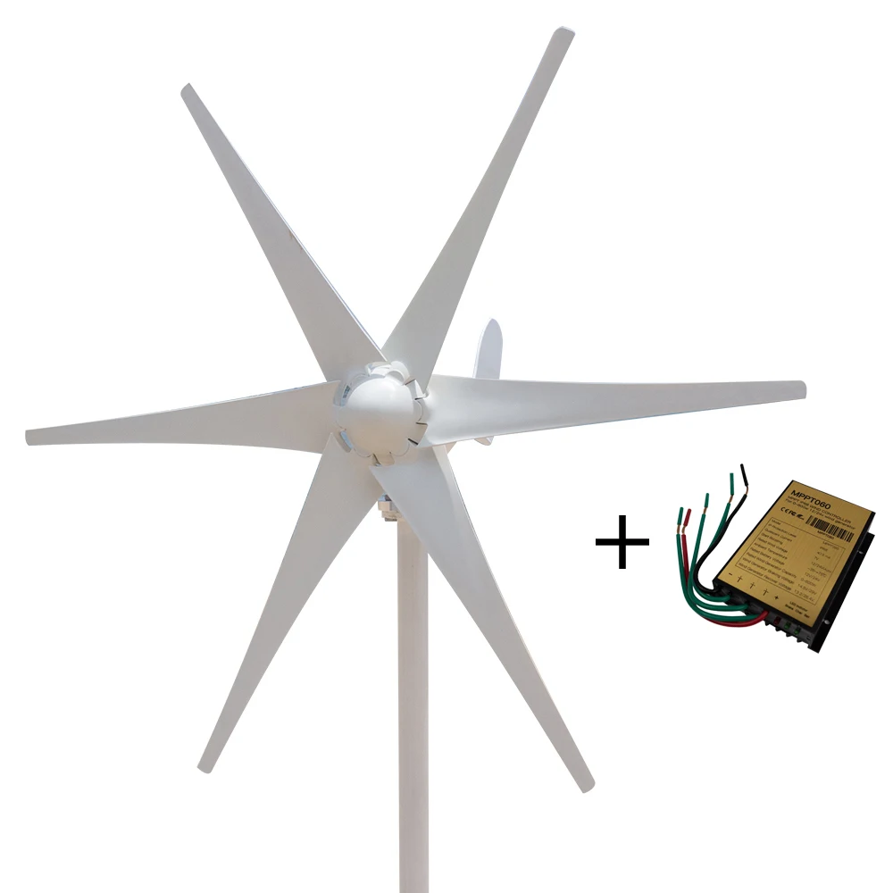 6 Blades 400W 3/5/6 лопатками генератор с ветротурбиной с 600 Вт со слежением за максимальной точкой мощности регулятор 12/24V Мини ветряная мельница, Мощность ветряная мельница с 10 летами гарантированности - Цвет: 6 Blades