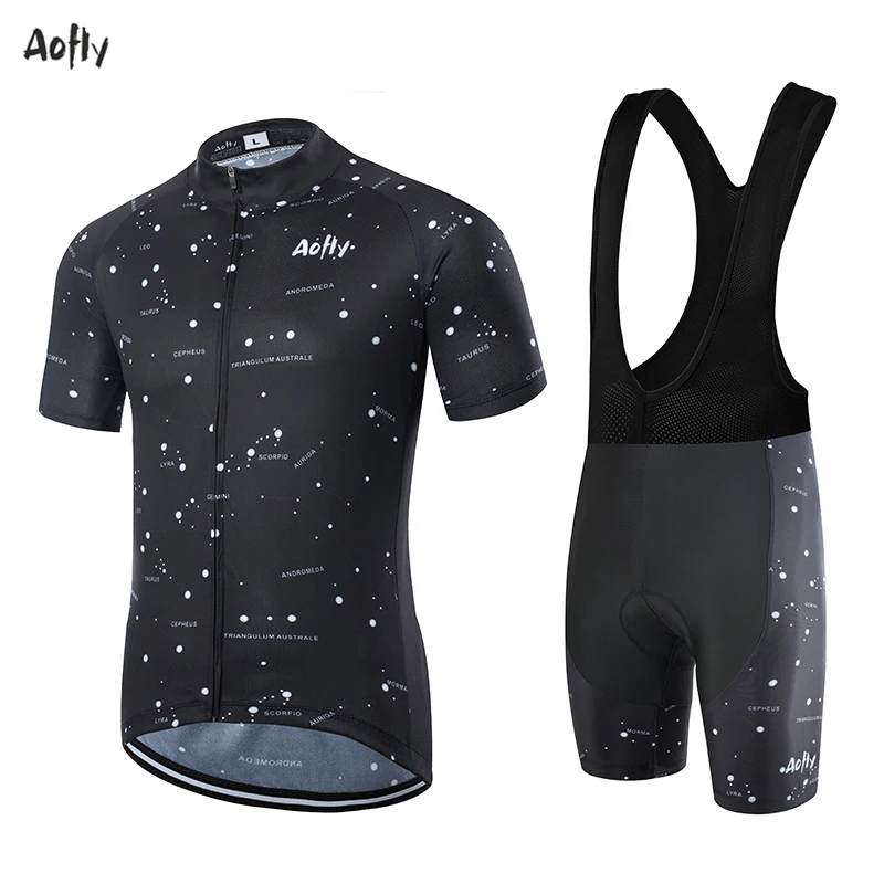 

Aofly Pro Cycling Jersey Roupa Ciclismo Starry Constellation Strap Short Non-Slip Hem Summer Short Sleeve Top 9D Cycling Cushion
