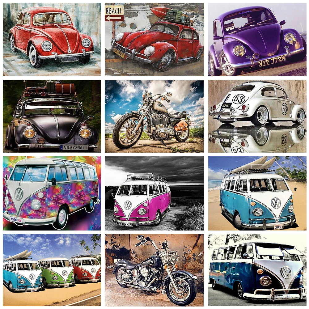 

5D DIY Diamond painting Cross stitch car up Full Square Diamond embroidery bus set Full Round Diamond mosaic colorful autos