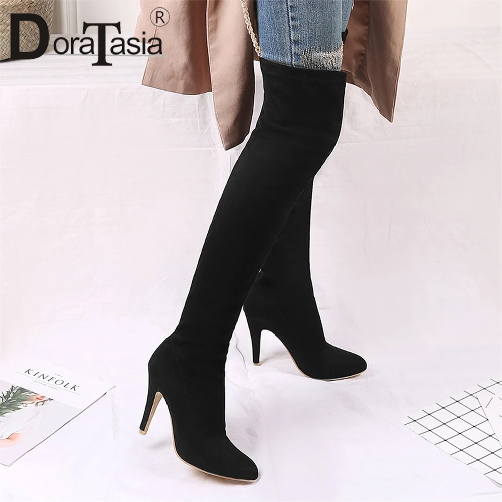 

DORATASIA Big Size 32-45 Fashion New Over The Knee Boots Ladies Sexy Stretch Thigh High Boots Women High Heels Shoes Woman
