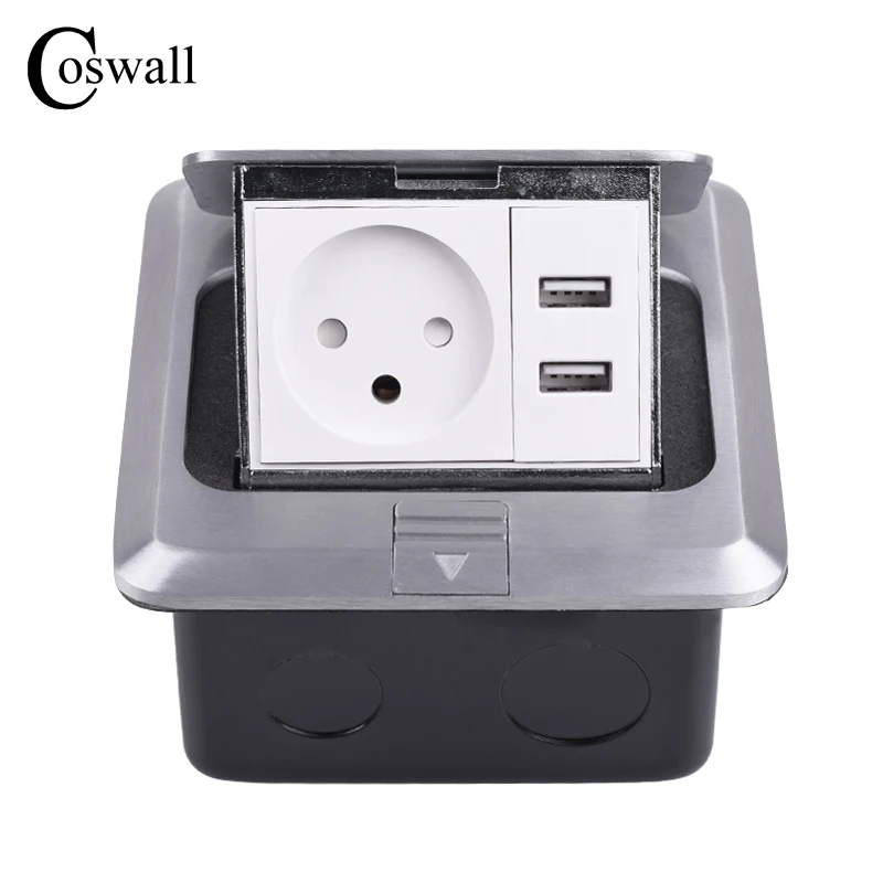  Coswall todo Panel de aluminio Soft Pop Up suelo Socket 16A Israel toma corriente estándar con dobl