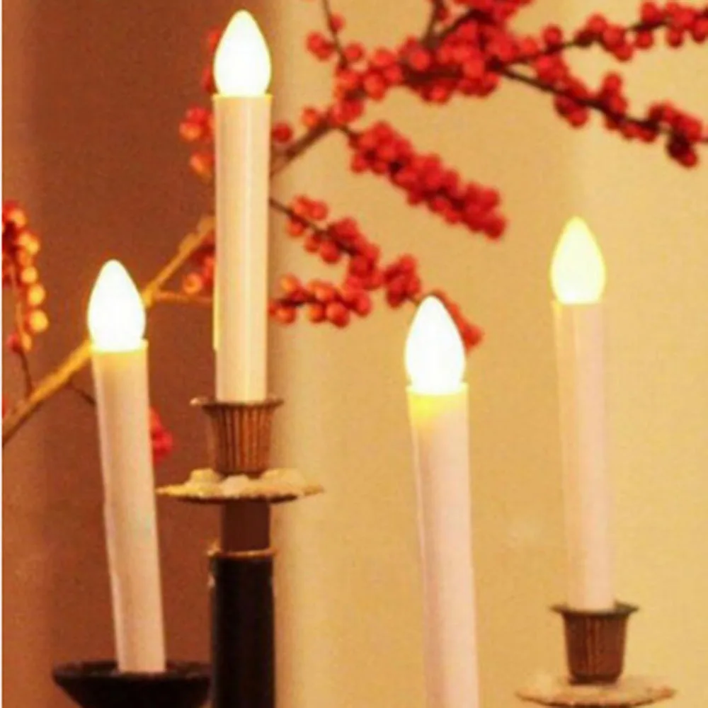 4pcs/set Electronic LED Flameless Candles Battery Candles Long Tea Light Candles Fake Candles Light for Home Festival Decoration