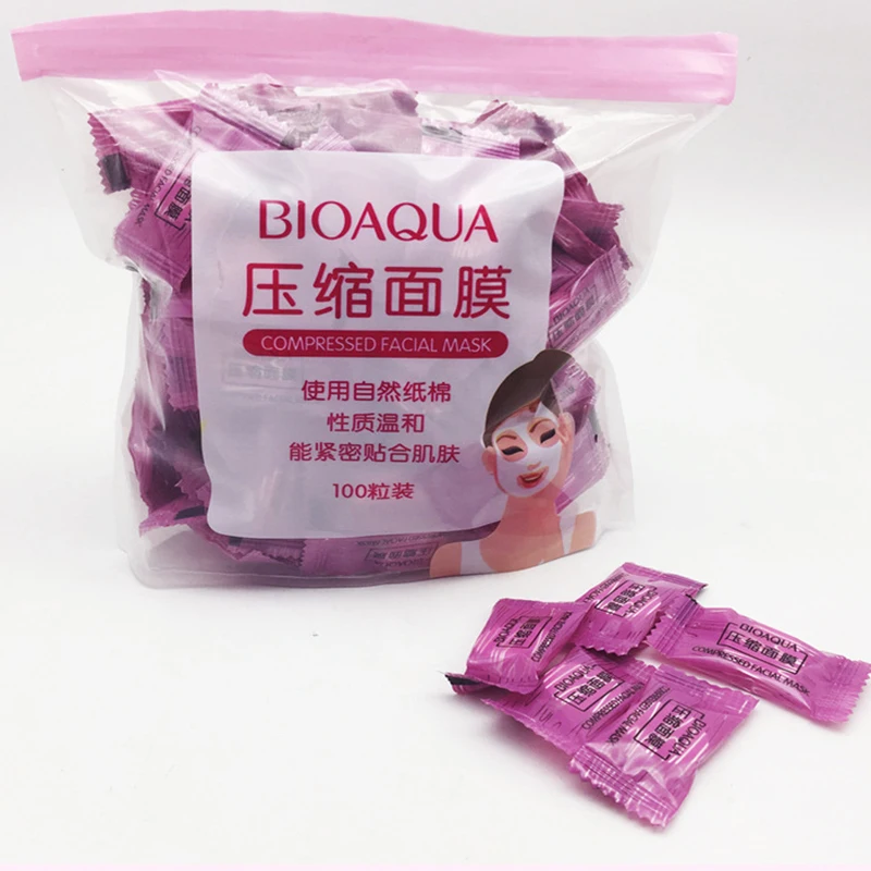 100 шт/партия BIOAQUA компрессионная отбеливающая маска для лица анти акне натуральный хлопок близкий к коже DIY Уход за кожей Инструменты для красоты