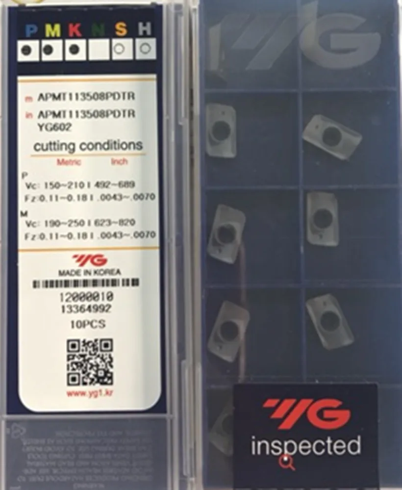 APKT100305PDTR APKT100308PDTR APMT113504PDER APMT113508PDER YG602 10 шт, 50 шт в наборе, Сделано в Корее YG-1 карбидная вставка