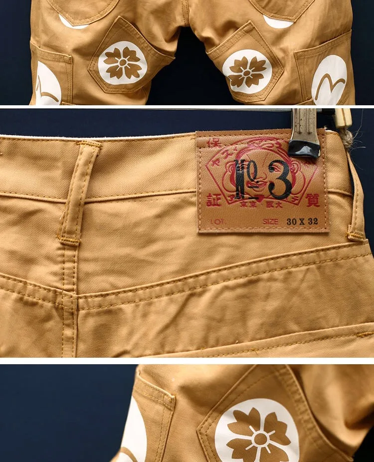 Новые полки EVISU Tide Брендовые мужские повседневные штаны оригинальные тонкие Аутентичные хаки маленькие M печати мужские брюки