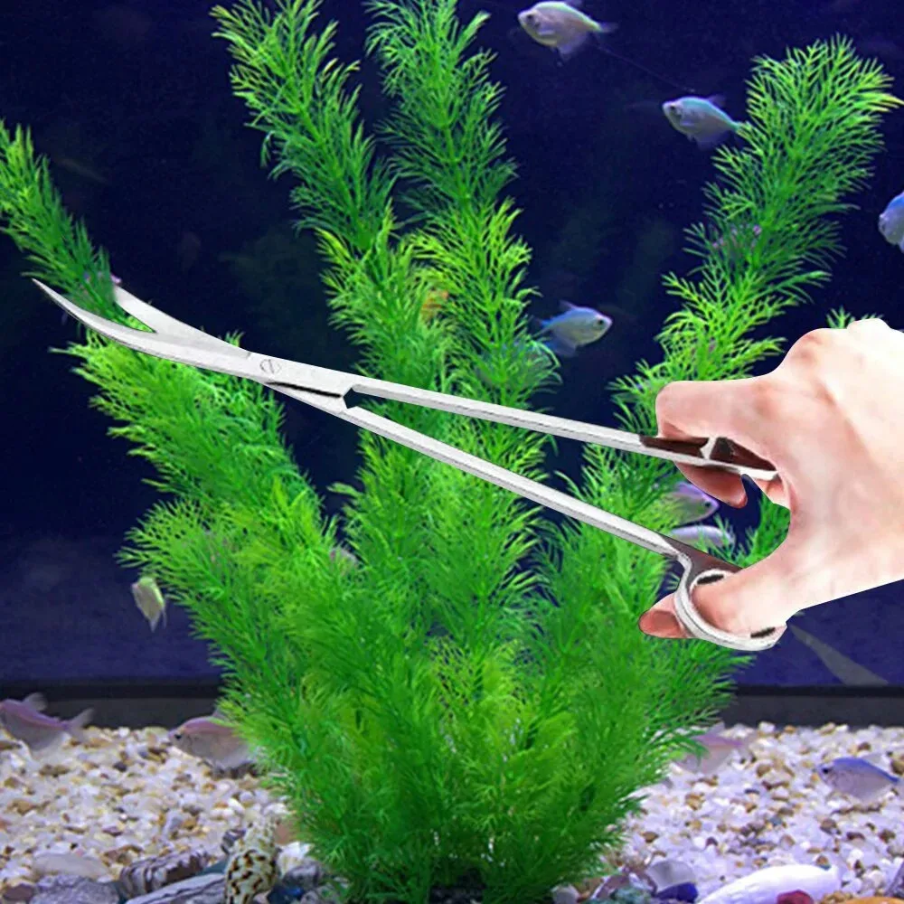 Stainless Aquarium Clipper Scissor Curve Cut Steel Plant Clip Shear Aquascape Clean Snip Aquatic Tank Water Wave Grass Clipper fish bowl decorations