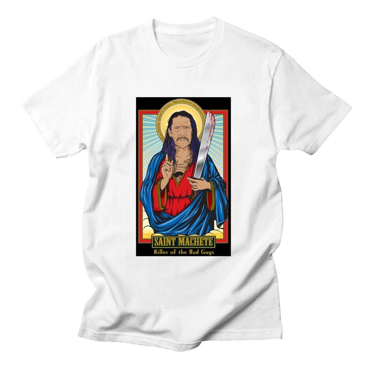 

Saint Machette Jesus Jayne Neil Buddy Hair Hydra Skull Funny T Shirt Catholicism Clothing male Harajuku Cool Tee Shirt Camisa