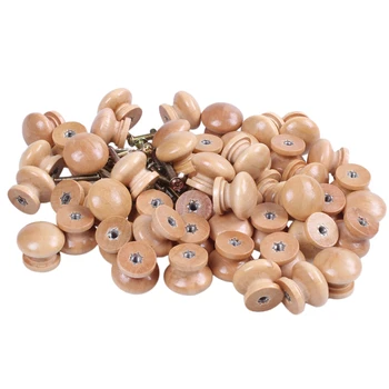

Furniture Drawer Door Cabinet Closet Wood Round Knob Pull Handle 50pcs