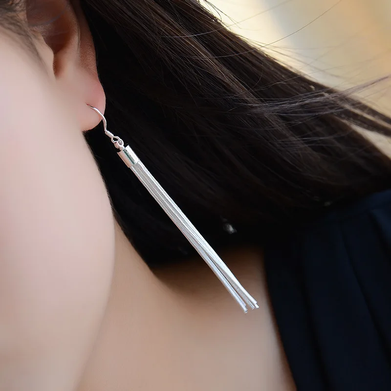 Корейские Модные металлические висячие серьги с кисточкой для женщин