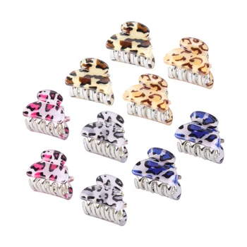 

10pcs Acrylic Hair Clips Leopard Grain Hairpins Mini Claw Clip Hair Accessories for Women Girls Ladies