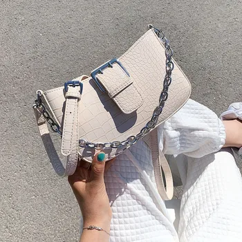 

Small Chain Female Shoulder Bags Crocodile Pattern PU Leather Crossbody Bags for Women New Belt Design Ladies' Travel Flap Bags