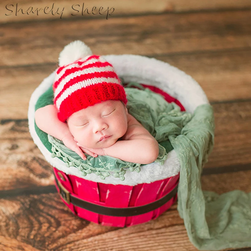 Newborn Baby Mohair Christmas Hat Photography Props Baby Boy Girl Photo Shoot Studio Xmas Cap Hat Infant fotografia Accessories