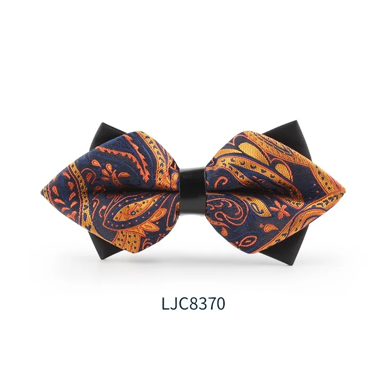 LJC8370 Новая мода Для мужчин с бантом Галстуки Для Свадьба двойная ткань Пейсли бабочкой клуб банкет вечернее Алмаз галстук-бабочка с подарочной коробкой - Цвет: LJC8370