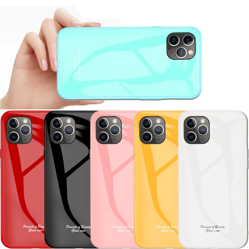 Роскошный чехол из закаленного стекла карамельных цветов для iPhone 11 Pro XS MAX XR