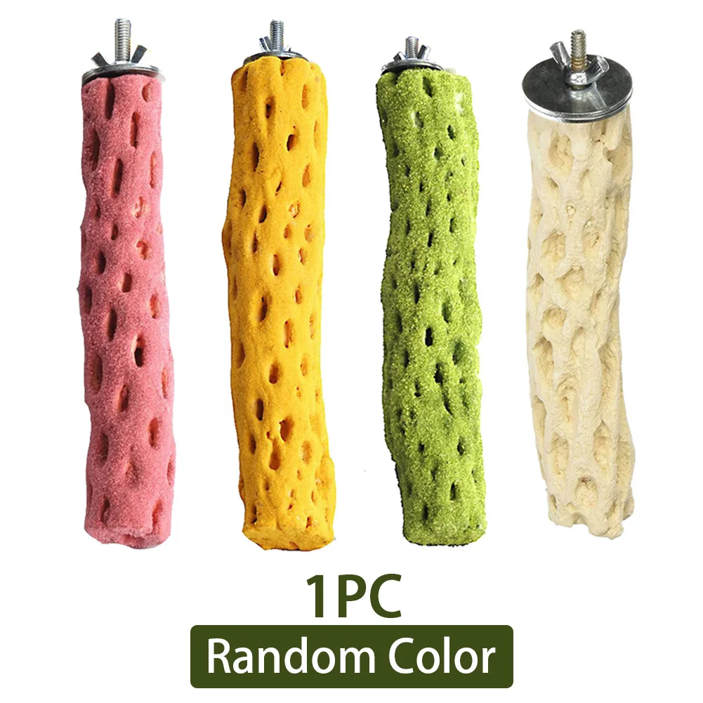 Random Color 3x13cm Полимерные Жердочки, шлифовальный коготь, держатель стержня, подвесной Прочный портативный инструмент, игрушки для домашних животных, подставка для попугая, для птиц, многофункциональная, случайный цвет - Цвет: Random Color 3x13cm
