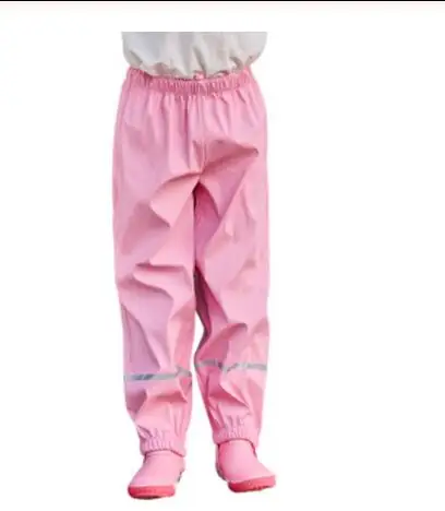 Pink Pants Осенние водонепроницаемые штаны для детей от 2 до 8 лет уличные непромокаемые штаны из искусственной кожи с ремешком для мальчиков и девочек водонепроницаемые штаны г. Весенние комбинезоны для мальчиков - Цвет: Pink Pants
