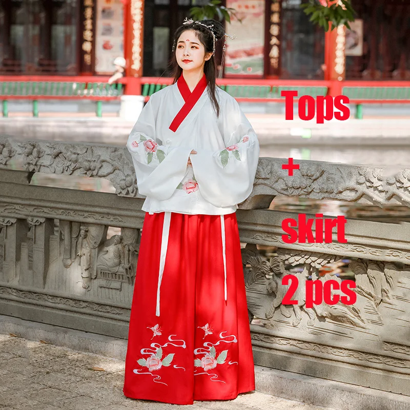 Женский Hanfu Традиционный китайский древний народный танцевальный костюм праздничный наряд Мин Цин вышивка принцесса фея платье набор DL4993 - Цвет: as picture