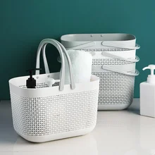 Портативная корзина для хранения спальни ванной комнаты с ручкой прочная ротанговая пластиковая ванная домашняя корзина для хранения душевой корзины