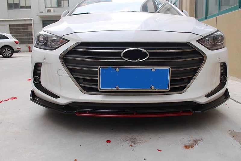 Для hyundai Elantra, новинка, 3 предмета, автомобильный передний бампер, для губ, сплиттер, обвес, спойлер, диффузор, 3 шт., передний бампер, глянцевый, черный
