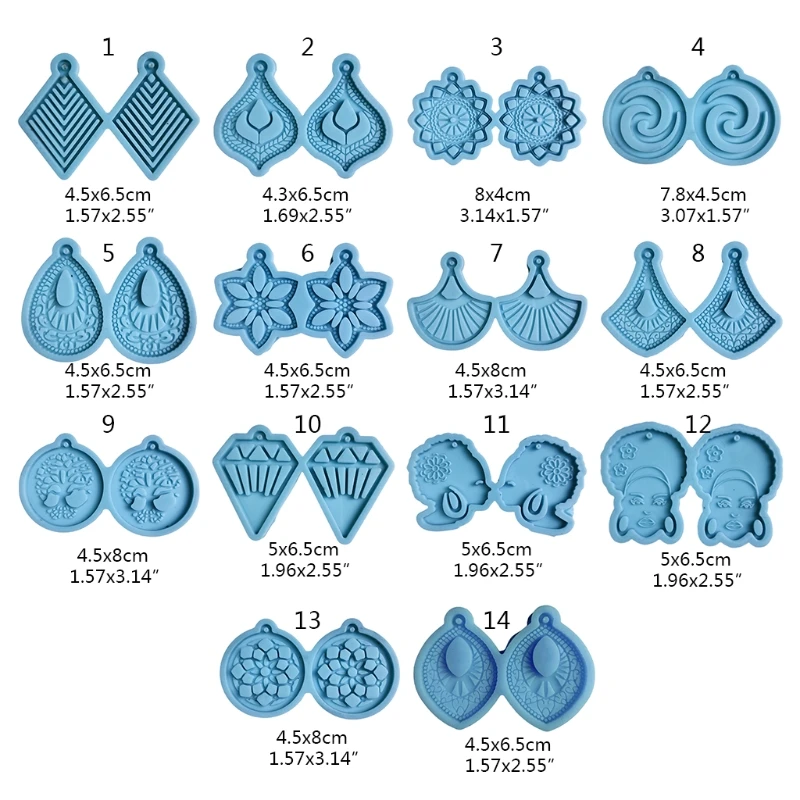 Earrings Epoxy Resin Mold DIY Crafts Jewelry Necklace Ear Studs Casting Mold Keychain Pendant Silicone Mould