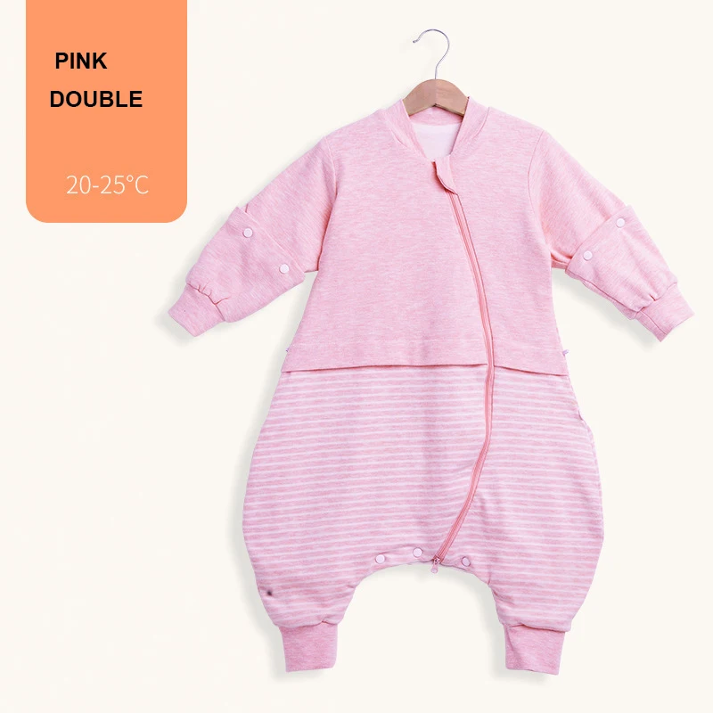 pink.Double Детский спальный мешок; комбинезоны; детская спальная одежда; хлопковая одежда для активного отдыха; съемный рукав; детское постельное белье - Цвет: pink.Double