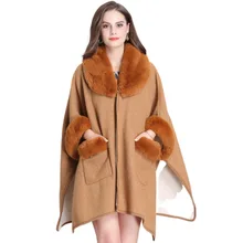 Осень-зима, шерстяной кардиган с нагрудным карманом, свободное шерстяное длинное пальто, женское манто, Женское пальто, накидка