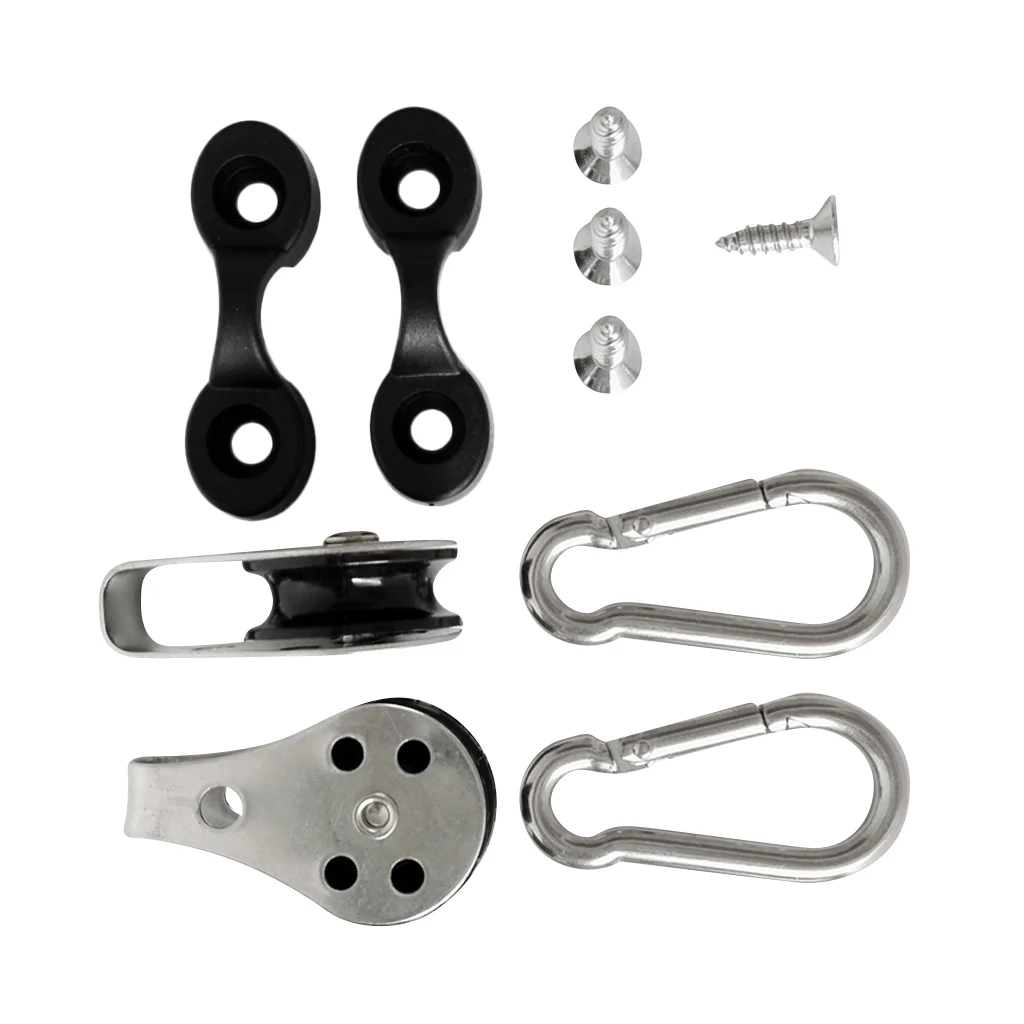 12Pcs Kayak Canoe Boat Trolley Kit Pad Eye Paddle Clip Holder Mount Pulley