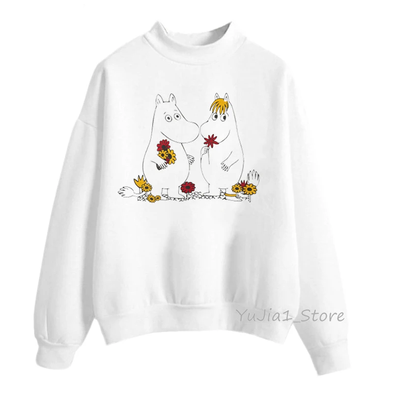  Winter 2019 harajuku kawaii Little My Moomin print hoodies women funny cartoon sweatshirts cute whi