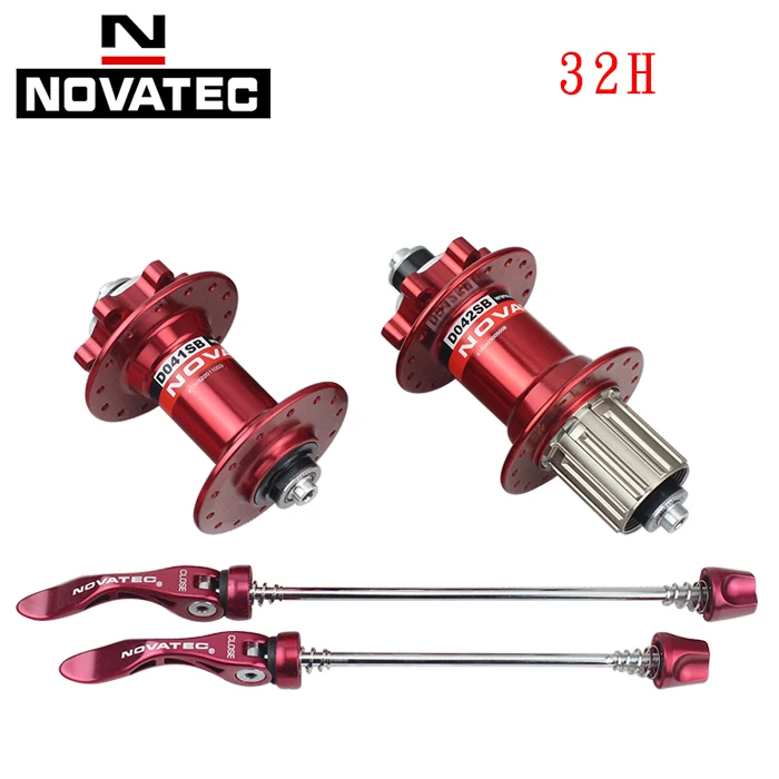 red 32H Novatec Mountain bike Hubs MTB Disc Hub D041 D042SB bike accessories bearing Disc brake 24 28 32 36 Holes Sealed bicycle hub - Цвет: red 32H