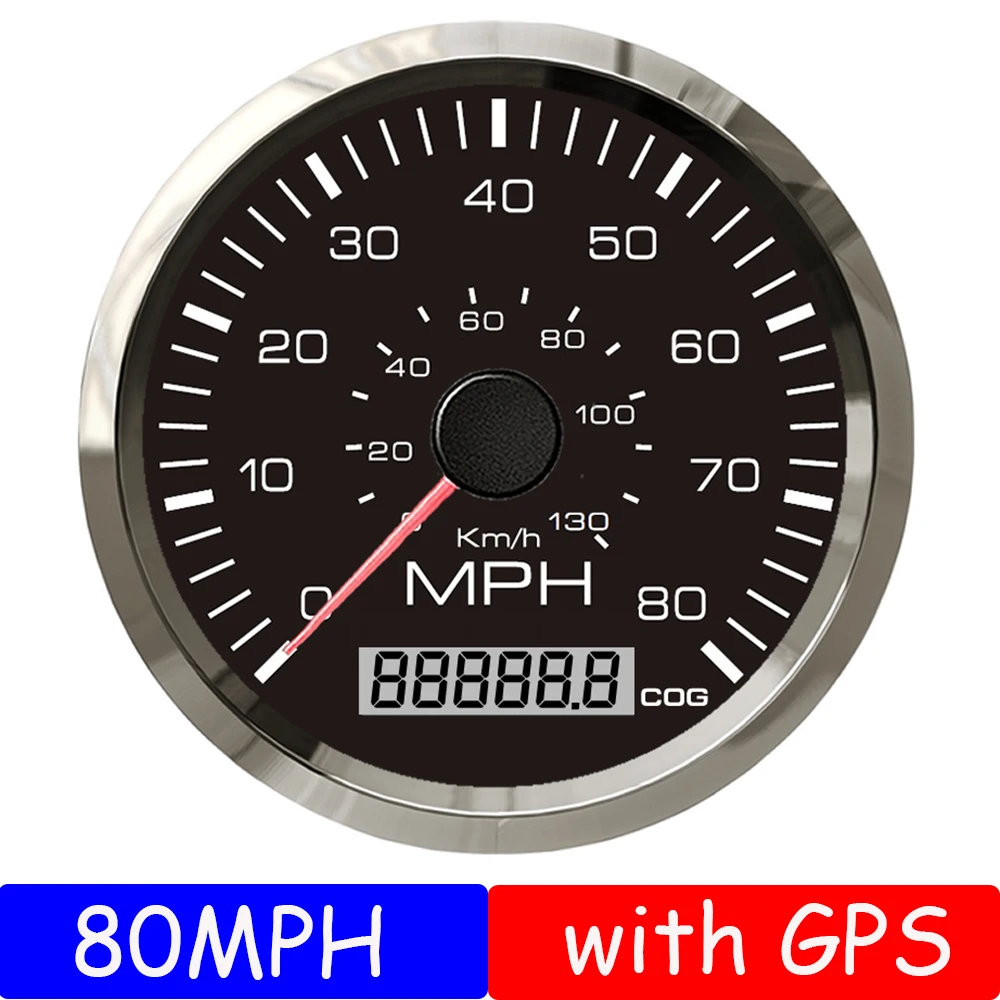 자동차 오토바이 범용 GPS 속도계 35/60/80MPH 0 55/95/130 km/h, 85mm 게이지 주행 거리계, GPS
