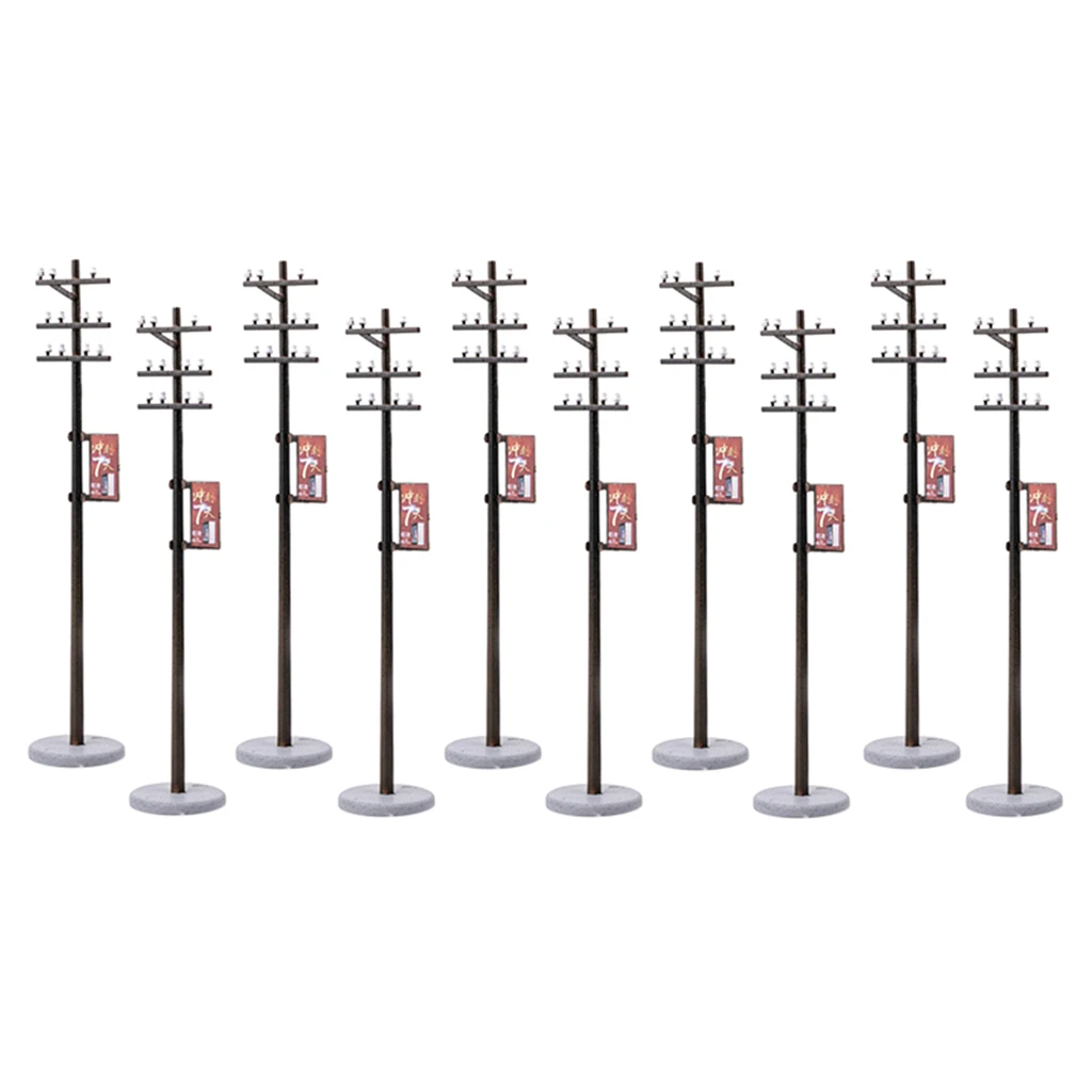 10x Plastic Electric Line Pole for Train Railroad Park Landscape 1:100 HO TT