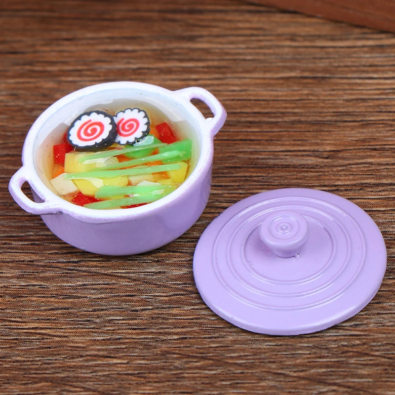 Hot Pot 1:12 Dollhouse Miniature Metal Cooking Soup Pot Cookware Dollhouse Kitchen Accessories Miniature 18