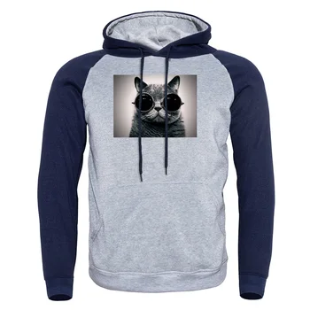 

Cool Cat With Sunglasses Vintage Print Hoodies Autmn Winter New Fashion Hip Hop Long Sleeve Men Sweatshirts Raglan Streetwear