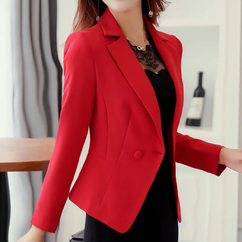 

2020 Free Shipping New Summer Solid Blazer Straight and Smooth Jacket Office Lady Style Coat Business Formal Wear Candy Color