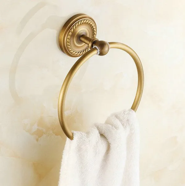 

Retro Vintage Antique Brass Wall Mounted Bathroom Hardware Accessories Round Towel Ring Hanger Holder Dba273